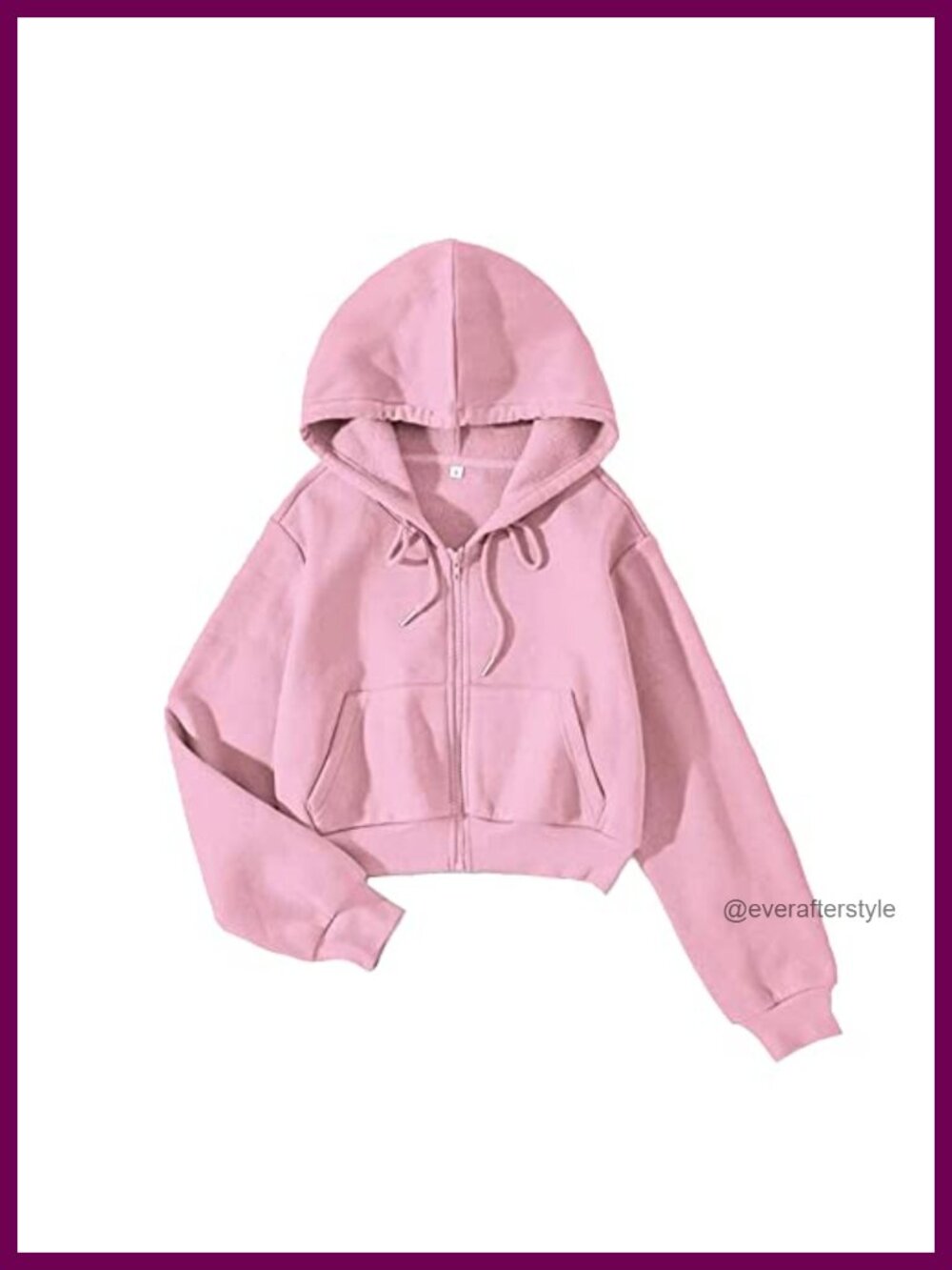 Fleece Full Zip Cropped Hoodie Sweatshirt Long Sleeve Drawstring Hooded Crop